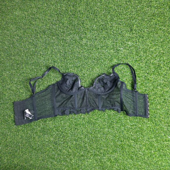 Victoria's Secret Black 34B Very Sexy Floral Embroidered Quarter Cup Bra Top - Picture 6 of 10